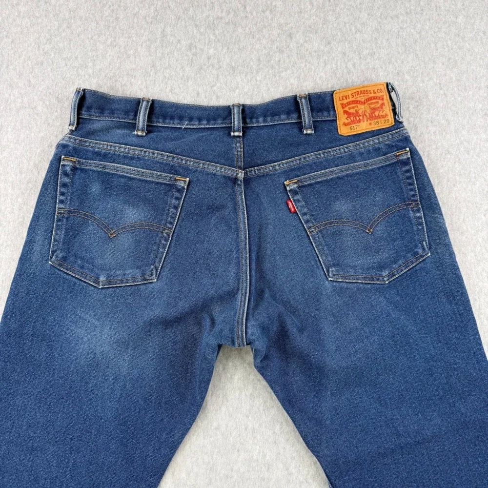 Levis Jeans Mens 38x29 (Fits 38x27) Dark Wash 517 Bootcut Western‎ Cowboy Denim